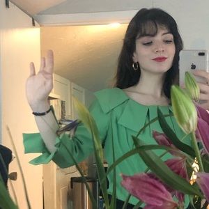 Vintage 50s Green Flutter Sleeve Top🌷